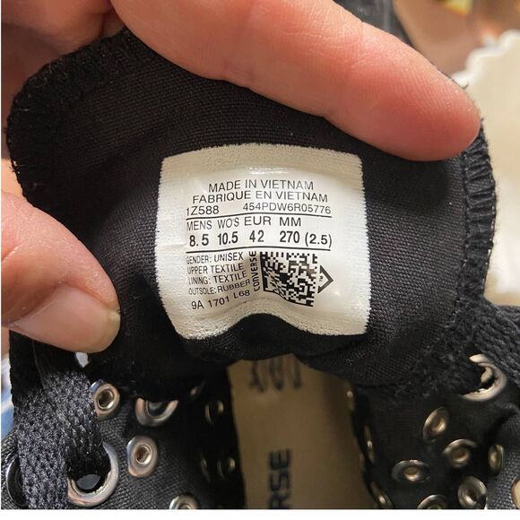 CONVERSE 8.5 AllStar Platform Spike Punk Studded Black HighTop Lace Up Sneaker - Picture 6 of 6